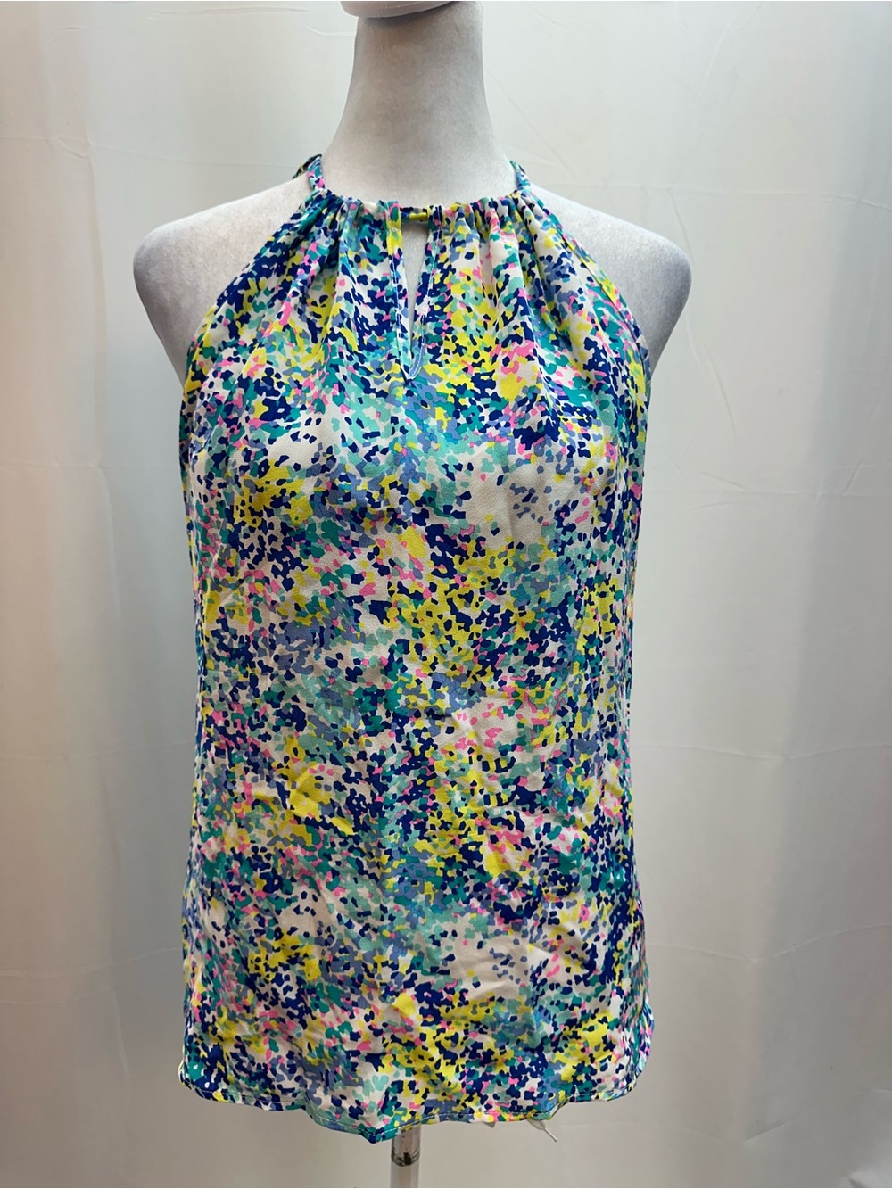 Britt Ryan Silk Halter-Neck Print Blouse in Multi-Color M